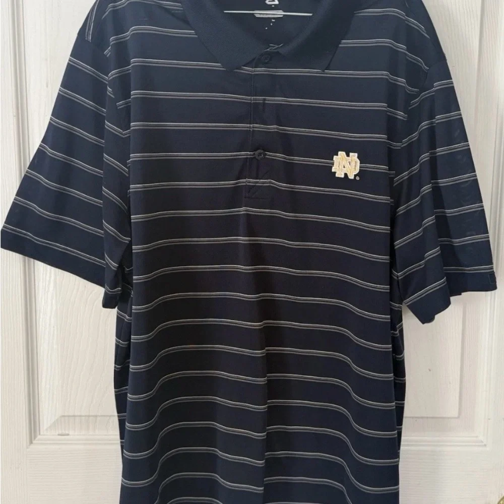 Cutter & Buck CB DryTec Notre Dame Navy Striped Polo Men’s L